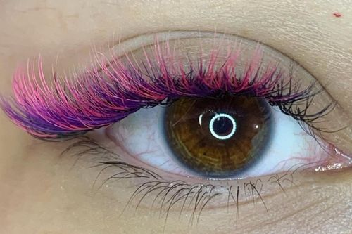 Pink and Blue Hybrid Eyelash Extensions